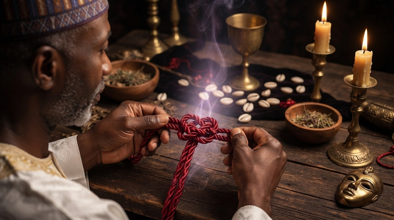 Love binding spell red cord ritual by Baba Ali