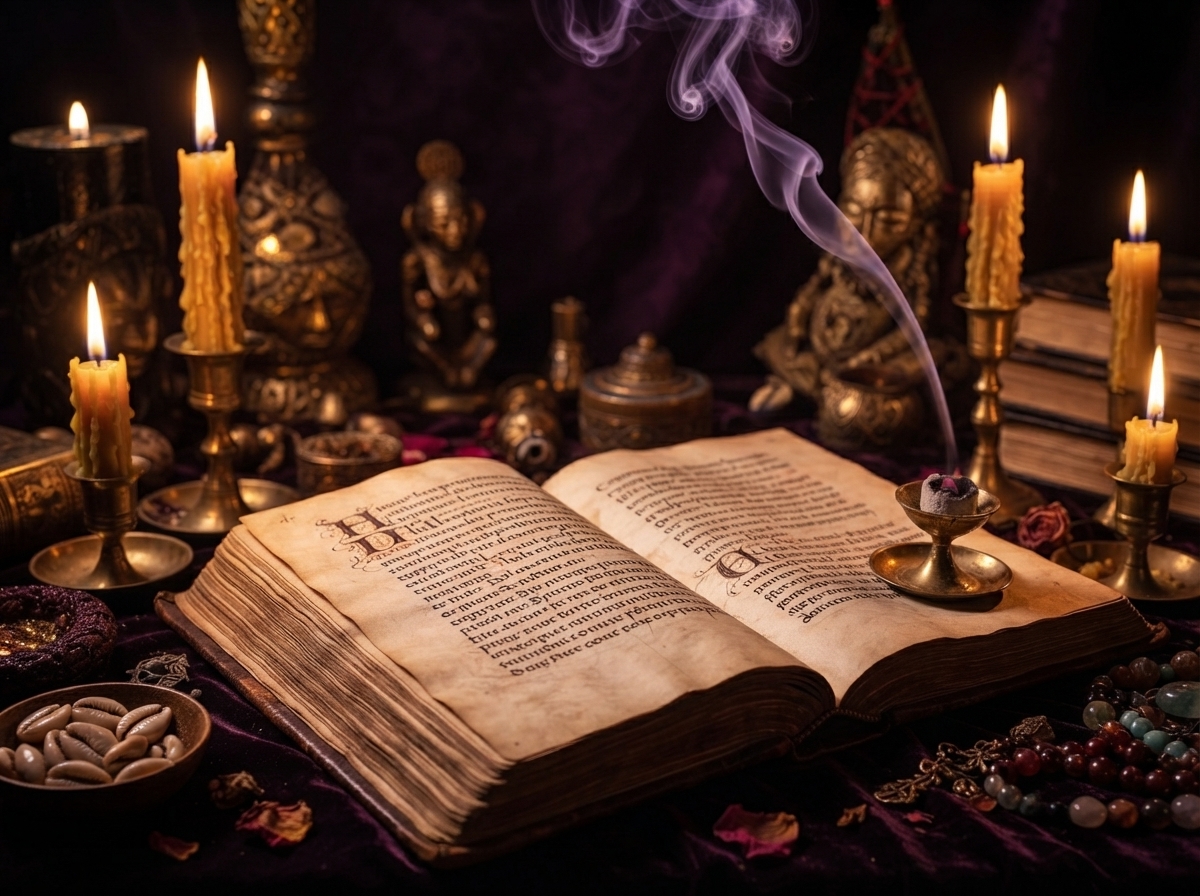 Candlelit altar used in authentic ritual work