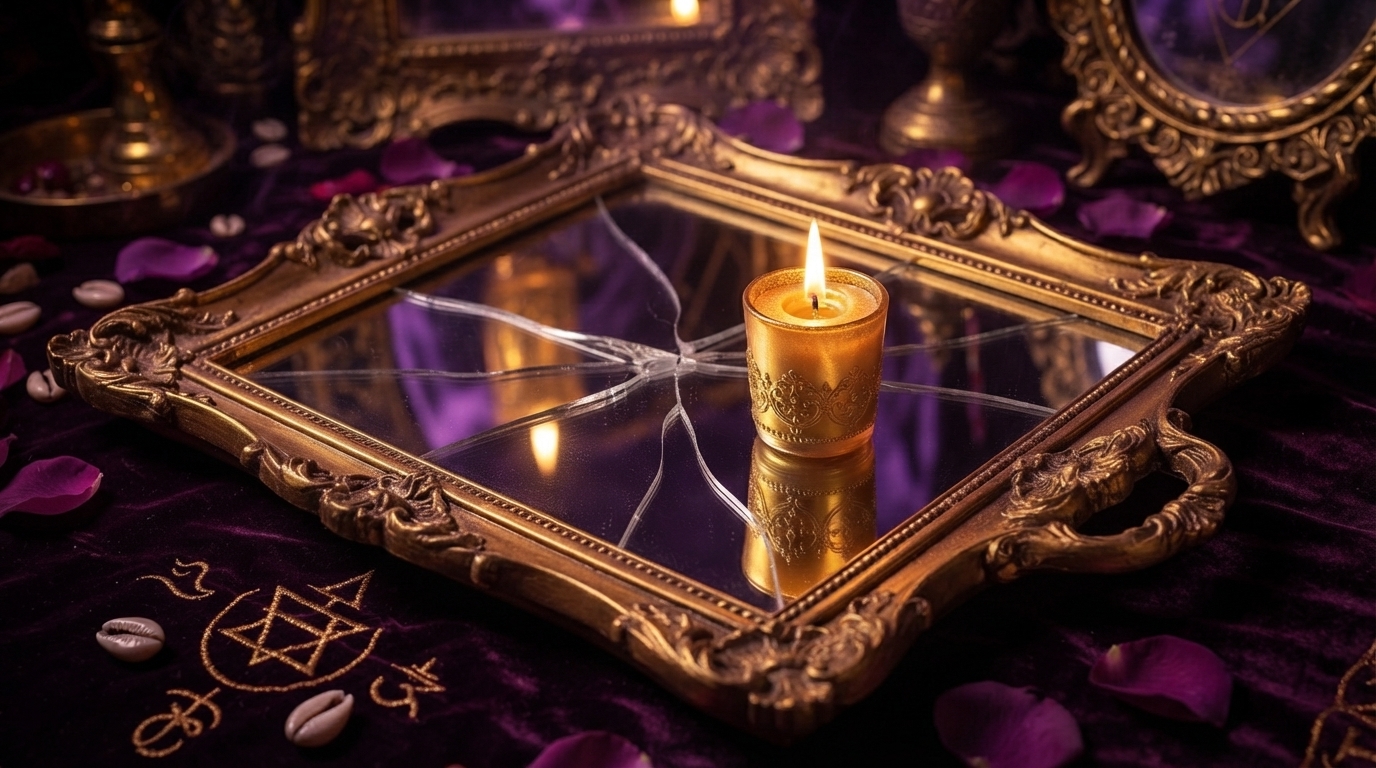 Cracked mirror symbolizing spiritual imbalance