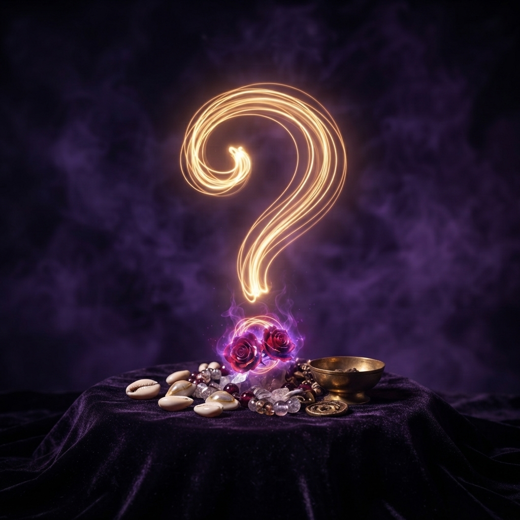 Love spell FAQ question mark icon